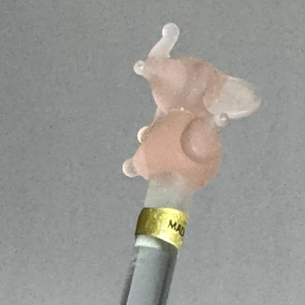 Vintage Stirrer‎ Swizzle Stick Pink Satin Glass Elephant Charm Made in Taiwan
